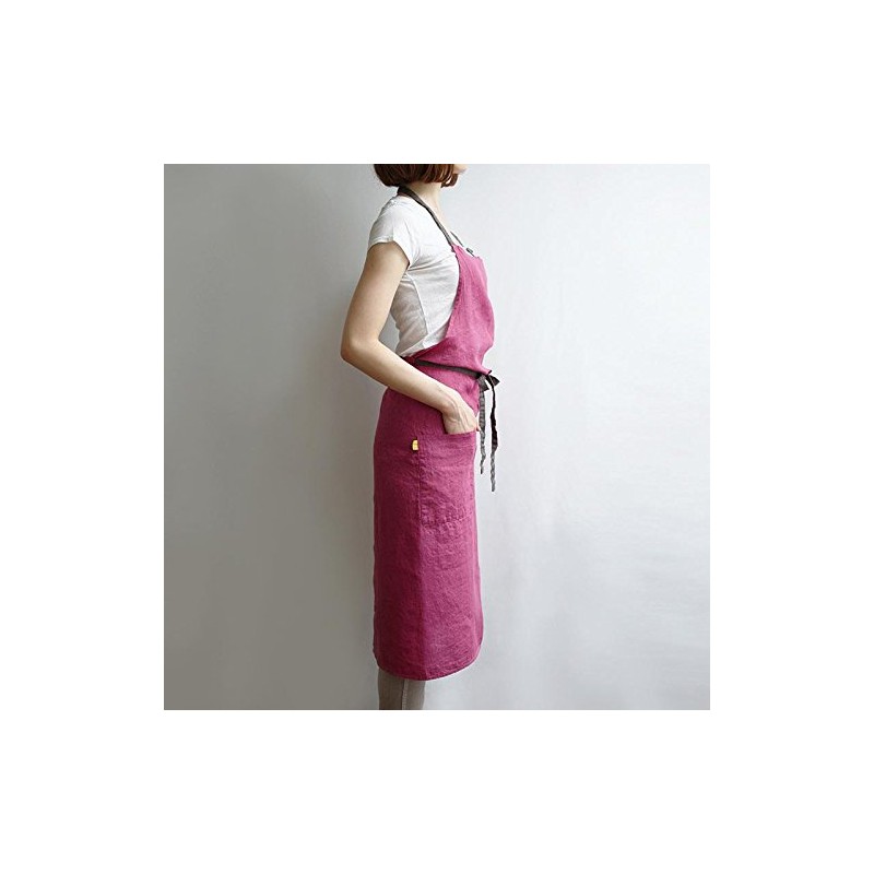 Linen Full Apron Manon Magenta A266 [Lino e Lina/Lino e