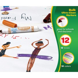 Crayola Ultra Clean Washable Broad Line Markers (12 Boxes), Bulk Classroom Markers for Kids, 10 Colors, Teacher Classroom Must Have, Bulk School Supplies for Kids