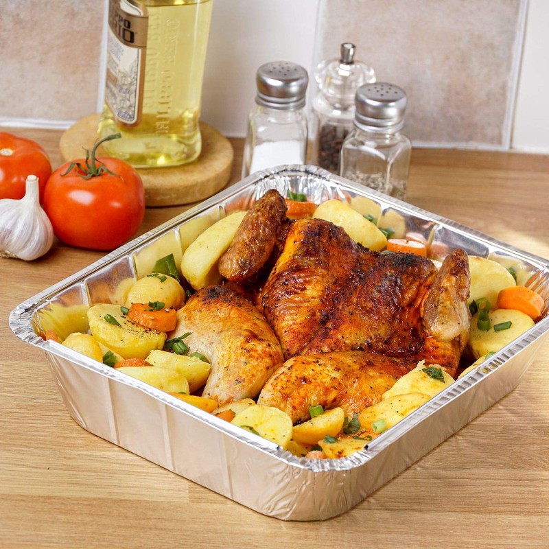 Pack of 10, Extra Deep Rectangular Disposable Aluminum Container Pans