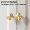 AUPKROT JSBWSFA 4PCS Lotus Leaf Shape Cabinet Knobs, Brass Drawer