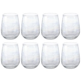 Karma, Stemless Wine Glasses Set of 8, Catalina Wine Glass Tumbler, Chic Stemless Glassware Housewarming Gift Set, Clear