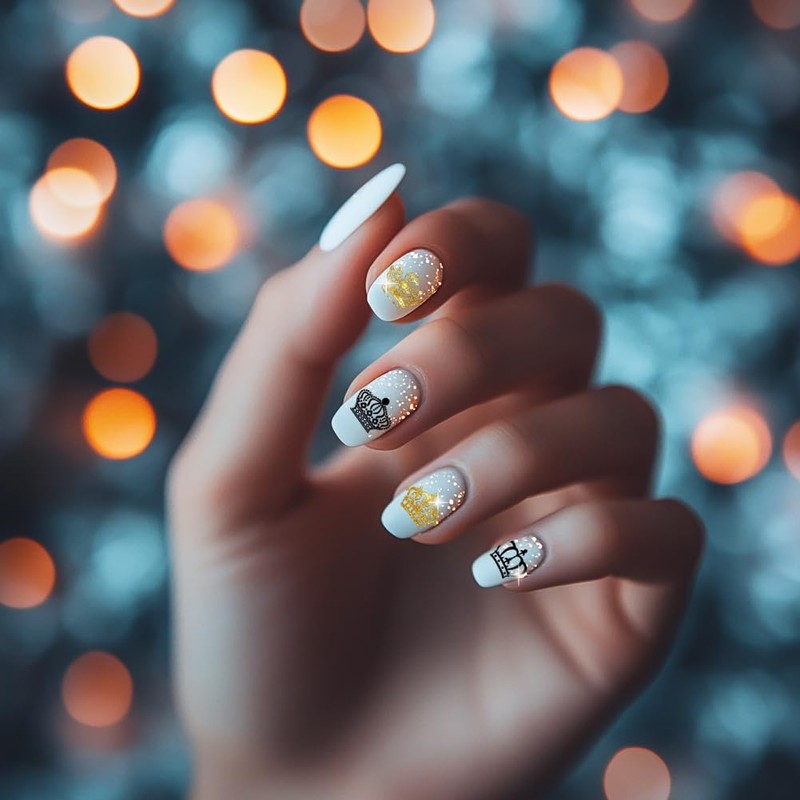 PH PandaHall 5pcs Crown Nail Stamping King Queen Nail Art