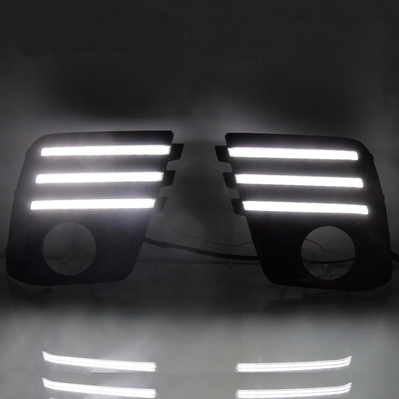 ECAHAYAKU LED Front Bumper DRL Fog Light With Sequential Turn