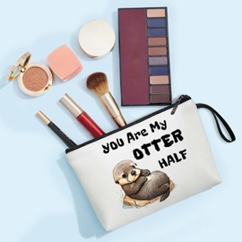 Partner - Bolsa de maquillaje de poliéster para nutrias marinas para mujeres, nutrias marinas y cosméticos, bolsa de maquillaje para amantes de los animales, Almuerzo de mar, Simple