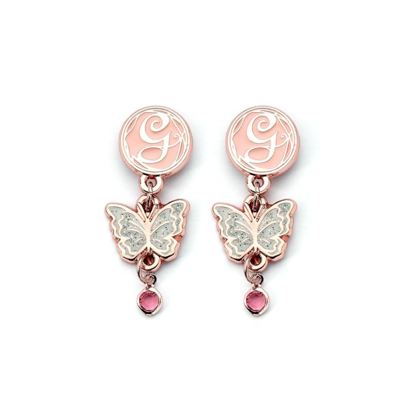 Wicked Glinda Drop Butterfly Earrings Rose Gold Colour