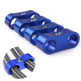 8AN Hose Separator Clamp Aluminum Fuel Line Mounting Clamp Divider Hose Fitting Adapter Fit for 1/2 Fuel Line, Oil Line, Brake Line, Water Pipe and Gas Line,Blue,4pcs