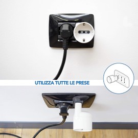 Electraline 92377 Set of 4 Special Space Saving Adapters Schuko to Italian Plug Large 16 Amp White Confezione da 4