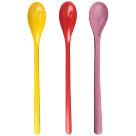 Set of 3 Plastic Egg Spoons, 19 cm Colourful Robust Handle Dessert Spoon, Plastic Spoon, Long Colourful Plastic Spoon, Coffee Stirring Spoon, Plastic Egg Spoon, Long Spoon