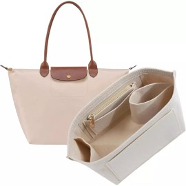 Longchamp 롱샹 르 플리지 L 토트백용 OAIkor 지갑 정리함 삽입물 컵 홀더가 있는 펠트 경량 대형 토트 디바이더 [Black] Longchamp Le Pliage L Tote Bag OAIkor Wallet Organizer Insert with Cup Holder Felt Lightweight Large Tote Divider [Black]