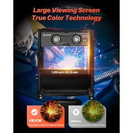 VEVOR Welding Helmet Auto Darkening, 3.66" x 1.69" True Color Welding Hood, Solar-Powered Welder Mask 2 Arc Sensors, Shade 4/9-13 for TIG MIG ARC Weld Grinding - CRIUS Series (Yellow Flame Pattern)