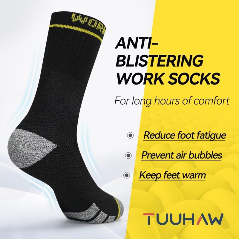 TUUHAW Work Socks Men's 39-42 Work Socks Men 39-42 Black