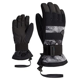Ziener Children's MANU Snowboard Gloves / Winter Sports | Waterproof, Breathable, Protector, Grey Mountain Print, M