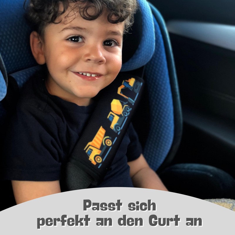 HECKBO 2 x Car Seat Belt Pads, Construction Vehicles