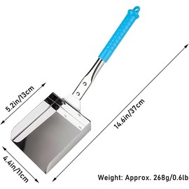 Ash Shovel for Wood Stove & Fireplace – 14.6" Rust-Resistant Ash Shovel with Blue Handle, Stainless Steel Scoop & Hanging Hook for Fire Pit, BBQ, Campfire