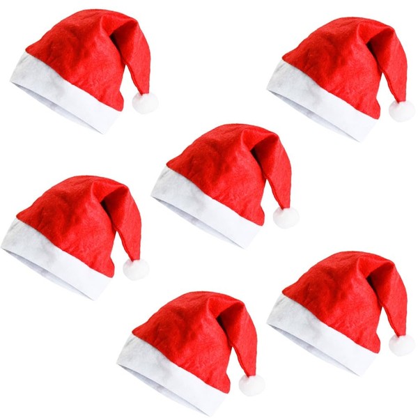Ram® 6 Pieces Father Christmas Santa Hat Christmas Party Fancy Dress Hats Or Santa Costume Dressing Up Father Christmas Red Santa Hat For Christmas Party