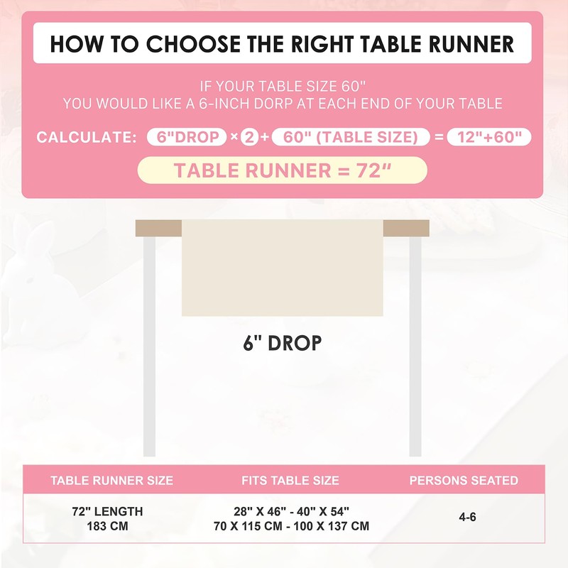 Easter Eggs Table Runner 72 Inch, Spring Table Decoration for