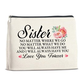 YeleY Gifts for Sister, Sister Cosmetic Bag Gift for Bestie Soul Sister BFF Friends, Sister Makeup Bag Gifts for Going Away Leaving Farewell