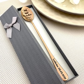 Nutella Spoon with Engraving of the Name - Latte Spoon Long Spoon Long Handle Spoon 19 cm