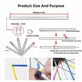 Shudyear Bicycle Spoke Leather Spoke Covers Wheelchair Dustproof Wheel Rim Protection and Decoration Cuttable Colorful Bicycle Wheel Decorations-72Pcs (White)