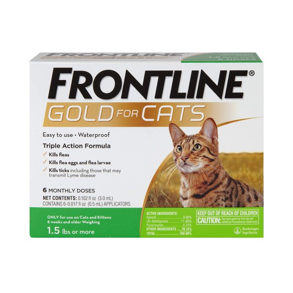 FRONTLINE® Gold for Cats Flea & Tick Treatment (Cats over 1.5 lbs.) 6 Doses