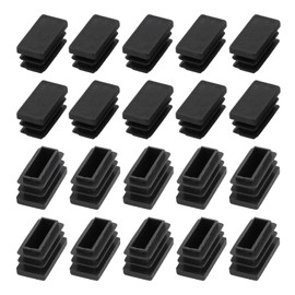 METALLIXITY Rectangle End Caps (26 x 13mm) 40Pcs, Plastic Rectangle Tube Inserts Threaded End Blanking Caps Protector - for Furniture Table Chair Legs, Black