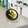 AtSKnSK Masonic Hiram Abiff Skull Symbol, Brass Coin with Masonic