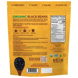 Organic Dry Black Beans by Mayorga, USDA Organic Certified, Gluten-Free, Non-GMO Verified, Direct Trade, Kosher, Frijoles Negros, 10 lb Resealable Bag