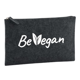 Huuraa Kulturbeutel Be Vegan Blätter Geschenk 1 Liter Charcoal Filz Be Vegan Geschenkidee