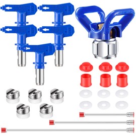 Lanties 9 Pieces Paint Sprayer Airless Reversible Spray Tip Nozzles Airless Sprayer Nozzles and Spray Gun Tip Extension with Red Guard Pole Rod and Paint Tips (109, 213, 315, 413, 621)