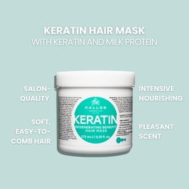 Kallos KJMN Keratin Regenerating Hair Mask with keratin and milk protein for dry, damaged and chemically treated hair 275 ml - 9,29 Fl Oz