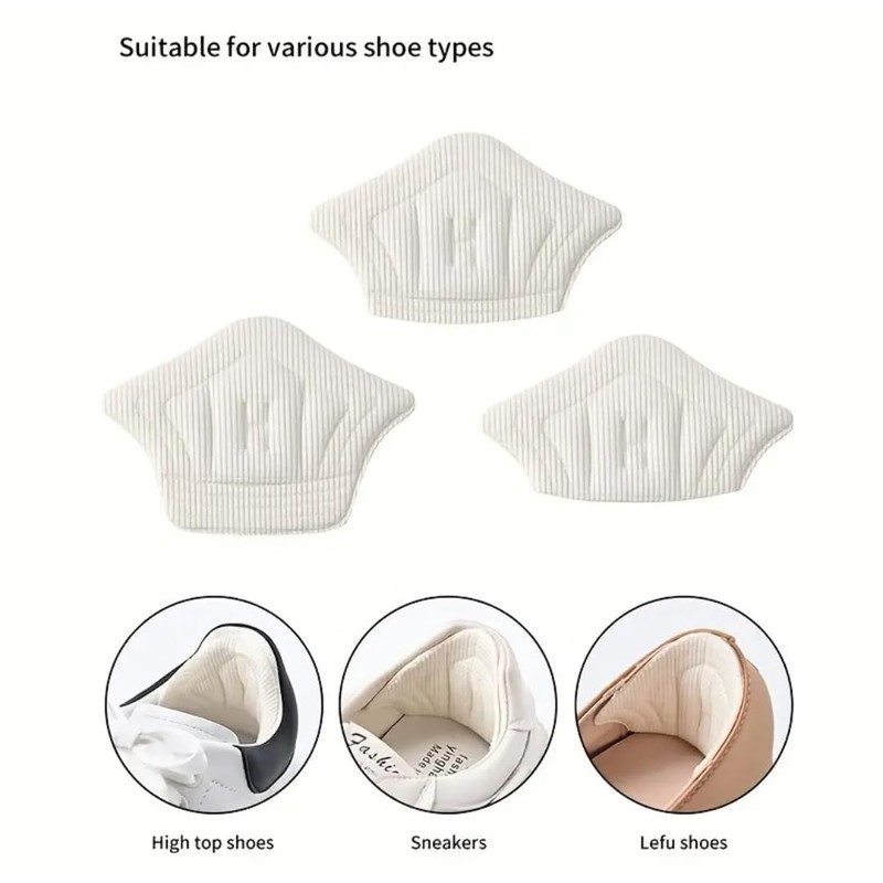 6 Pairs Black Beige Double Layer Heel Pads Universal Fit