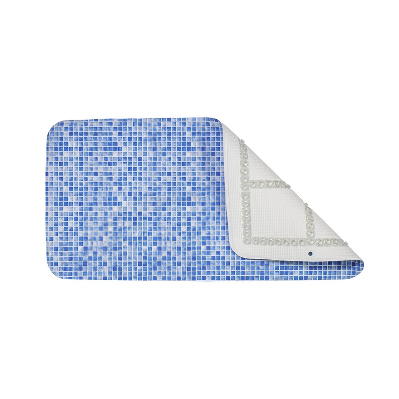 Croydex Blue Mosaic Slip-Resistant Bath Mat with Hygiene 'N' Clean