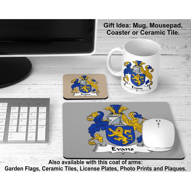 Evans Coat of Arms/Family Crest Coaster Set, by Carpe Diem