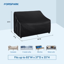 FORSPARK Outdoor Furniture Covers Waterproof, Patio Sofa Covers Heavy Duty, Fits up to 85 W x 37 D x 35 H inches, Black