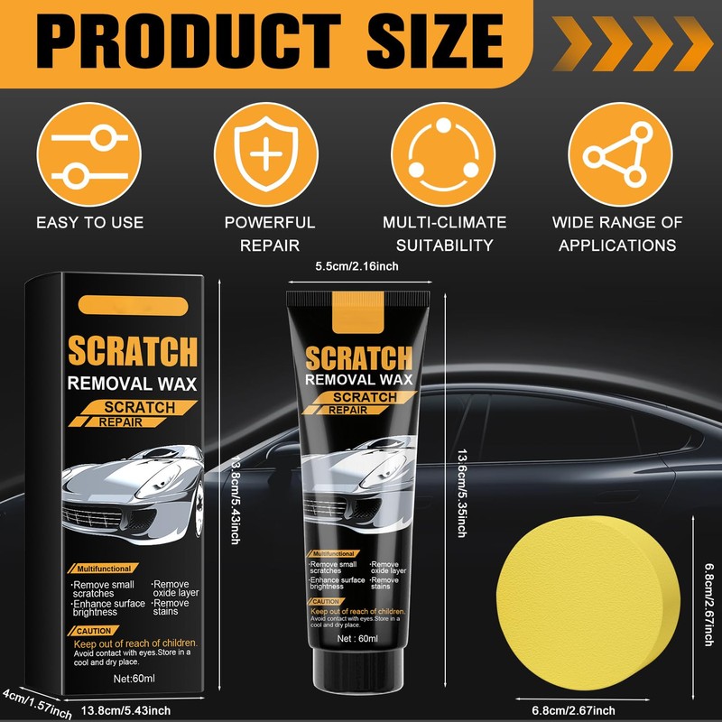 2 PCS Car Scratch Removal Wax, 2025 Upgraded Scratch Remover