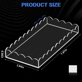 Acrylic Bathroom Vanity Tray 7.9", Soap Dispenser Decorative Scalloped Tray for Bathroom Kitchen Living Room Decor Vanity Perfume