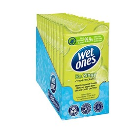 WET ONES - Be Zingy | Sustainable Antibacterial Wipes | 144 Wipes - 12 Packs x 12 Wipes