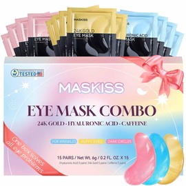 Maskiss Parches Para El Contorno De Ojos(15 Pares) Set De Regalo De Mascarillas Para Ojos En 3 Colores Para Ojeras, Bolsas Y Arrugas, Ideal Como...   