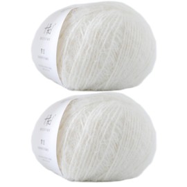 Lerchiyar Snowbaby Wool Acrylic Blend Long Pile Yarn,(Worsted) Warm and Luxurious Fuzzy Yarn for Knitting and Crocheting DIY Hats Scarves Sweaters, 2 * 3.52oz/100g 207yds(01-Snow)