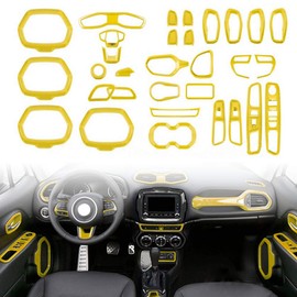 idain 31PCS/ Set Interior Trim Kit Car Interior Accessories Decoration Trim Kit for Jeep Renegade 2015-2018 (Yellow)