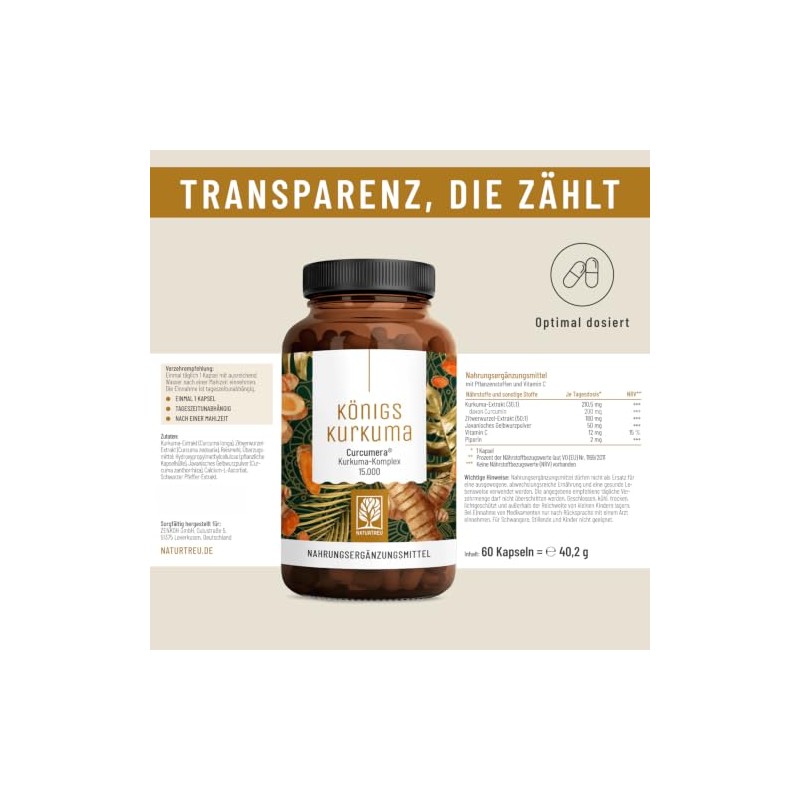 Turmeric Capsules High Dose - 40x More Effective - 15,000mg