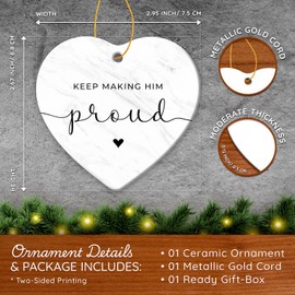 KATZETY Keep Making Him Proud Dad Memorial Ornament - Sympathy Gifts for Loss of Dad, Grandfather, Brother, Son - Memorial, Bereavement, Condolences, Remembrance, Grief Gifts - Ceramic Ornament