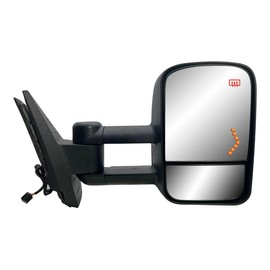 Passenger Right Side Door Towing Mirror Power and Heated with Signal Light on Glass Textured Back Cover For Chevy Silverado Sierra 1500 2500 3500HD from 2007 to 2013