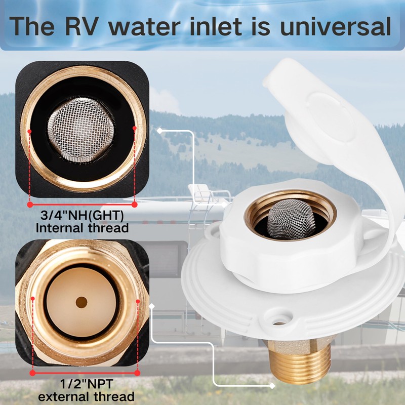 FYRIXY RV City Water Inlet with Check Valve – 3/4″