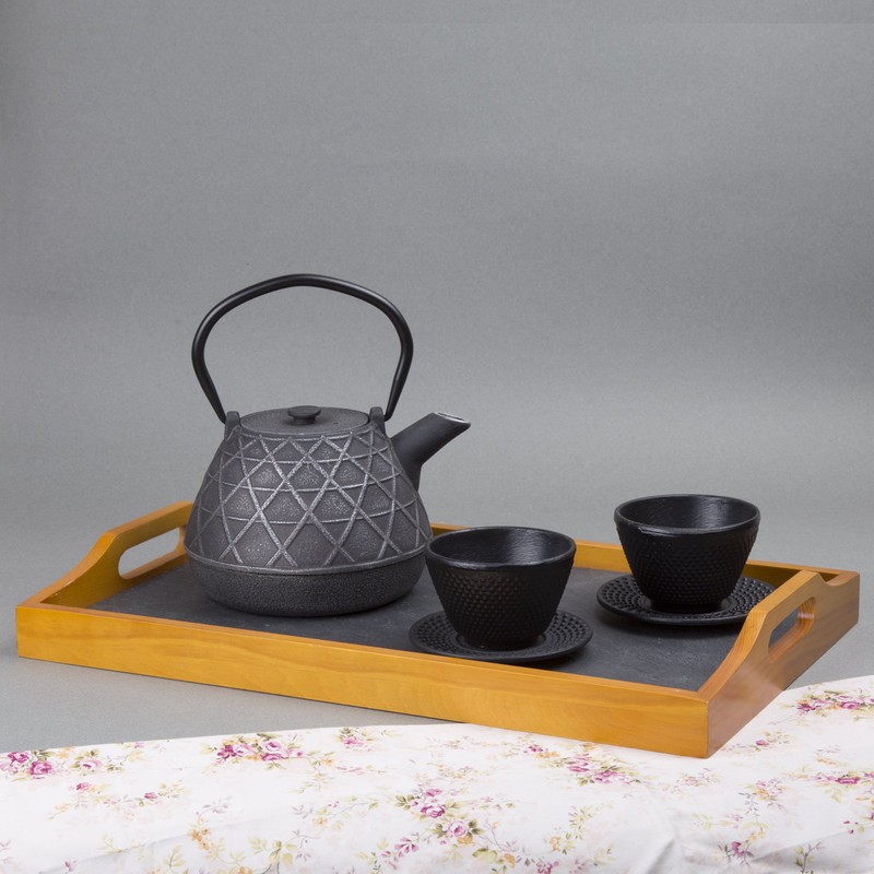 Creative Home Pine Wood and Slate Insert Rectangular Serving Tray