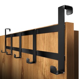 4smile Door Coat Rack for Hanging - Black Door Hooks Universal Flexible Coat Hooks Door Heavy Duty - Versatile Hanging Hooks Space Saving Door Hook Rail for Entire Home