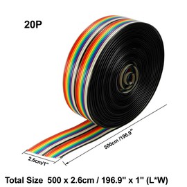 Sourcingmap Flat Ribbon Cable 20P Rainbow IDC Wire 1.27mm Pitch 5 Meters Long