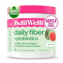 Belli Welli Suplemento diario de fibra en polvo con colágeno, probióticos y electrolitos | Favorece la salud digestiva, el equilibrio intestinal y la desinflamación | Sandía | 16 porciones