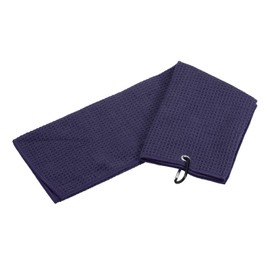 YOKIVE 1 Pcs Tri-Fold Golf Towels, Golf Club Waffle Pattern Towels with D Clip for Golf Balls Lovers (Navy Blue, 20x16-Inch)