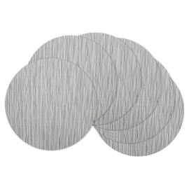 sourcing map 6 Pcs Placemats, 13.7 Inch PVC Placemats Round Braided Place Mats Non-Slip Heat Resistant Place Mats Washable Table Mats for Dining Table Bamboo Texture Surface, Silver Gray